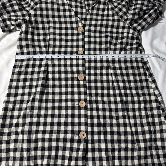 Zara Linen Blend Dress Black and White Size Large - Picture 9 of 14